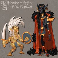 armor black_hair cape character:dagoth_ur character:nerevar lipstick medium:digital_doodle series:morrowind series:the_elder_scrolls ship:neravoryn size_difference white_hair // 1280x1280 // 554KB