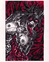 blood bondage emo fangs guro guts horns leather_harness medium:trad_doodle nipples request series:other's_ocs // 1000x1250 // 371KB