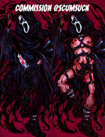 artist:SCUMSUCK blood bondage boots character:ghostface cock_piercing commission dakimakura knee_socks knife leather_gloves leather_harness mask penis piercing red robe series:scream // 2000x2590 // 904KB