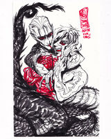 character:albert_wesker character:william_birkin medium:trad_doodle naga request series:resident_evil ship:willsker snakes // 1000x1250 // 490KB