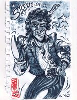 artist:SCUMSUCK belt character:lawrence_dane curly_hair gun medium:trad_ink_wash payne's_gray request series:real_people smile stripes wink // 1000x1289 // 541KB