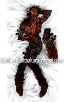 armpits_(hairy) artist:SCUMSUCK belts body_horror bondage boots character:max_thompson_jr character:the_hillbilly_(dbd) commission dakimakura glowing_eyes nipples saw series:dead_by_daylight weapon // 801x1280 // 446KB