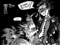 blowjob character:corbeau_(pokemon) character:L_(pokemon) dialogue glasses hair_grab medium:trad_doodle request seme:smaller seme:younger series:pokemon ship:atrociousshipping uke:larger uke:older uke:shamed vomit vulva yaoi // 1280x973 // 621KB