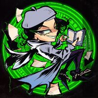 bedroom_eyes beret black_hair book boots braids brown_eyes character:white_woz charm_design chibi commission eyeliner hat long_jacket medium:digital_ink_digital_color pages scarf series:kamen_rider_zi-o smile zipper // 1000x1000 // 525KB
