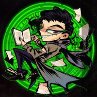 bedroom_eyes black_hair book boots braids brown_eyes character:black_woz charm_design chibi commission eyeliner long_jacket medium:digital_ink_digital_color pages scarf series:kamen_rider_zi-o smile zipper // 1000x1000 // 532KB