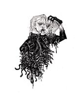 amputated_arm amputation character:albert_wesker character:zeno_(resident_evil) collar decapitation fineline flowers guro kissing leather_gloves leather_harness medium:trad_ink rib_bones series:resident_evil ship:zenowesker spider_lily torso_half worms // 1280x1600 // 153KB