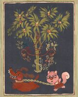 animal chains dachshund dog flowers glasses medium:digital_painting squirrel tree // 1000x1250 // 611KB