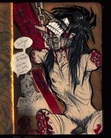 amputation artist:SCUMSUCK blood character:itou_kaiji character:tomohiro_miyoshi crying dialogue guro medium:trad_ink mullet quad_amp red series:kaiji skinny solo still_alive uke:dude warm // 1000x1250 // 500KB