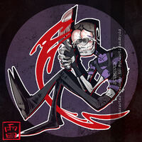 bald blood charm_design commission crop_top crying dilated_eyes drool grimace knife medium:digital_ink_digital_color series:other's_ocs shadow skinny stripes // 1000x1000 // 238KB