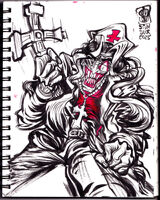 artist:SCUMSUCK black_and_white commission cross doctor evil_smile long_haired_boy medium:trad_ink old_man red religious series:other's_ocs teeth // 1000x1250 // 258KB