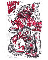 artist:SCUMSUCK birthday black_and_white blood food guro medium:trad_ink monster_boy red request teeth weapon zombie // 1000x1251 // 389KB