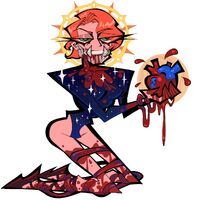 anatomical_heart bishie blood bodysuit bondage cannibalism charm_design commission green_eyes guro guts medium:digital_ink_digital_color metal_jaw red_hair series:other's_ocs skinny // 1280x1280 // 595KB