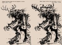antlers bipedal body_comparison character_design claws commission fangs fur hooves medium:digital_ink monster red skull tongue // 1280x929 // 325KB
