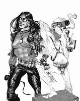 big_boobs big_forehead big_mountain_fudgecake black_and_white bulge bullet_belt character:dale_gribble character:john_redcorn gig_poster gun leather_jacket leather_pants long_haired_boy medium:trad_ink_digital_tones muscles series:king_of_the_hill ship:sanchdiego skinnyfat speedo // 2000x2514 // 419KB