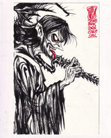black_hair character:gill_helbert commission evil_smile fangs medium:trad_ink old_man robe series:kikaider staff tongue // 1000x1250 // 510KB