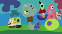 artist:SCUMSUCK character:mr_krabs character:patrick_star character:sandy_cheeks character:spongebob_squarepants character:squidward_tentacles flowers medium:digital_doodle series:spongebob sky // 1280x695 // 208KB