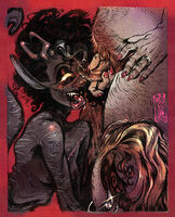 belly commission curly_hair eye_socket_fucking guro hairy horns medium:trad_ink_digital_color nipples scars series:other's_ocs skinny small_boobs tail tongue wedding_ring yaoi // 1000x1238 // 605KB