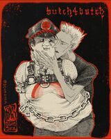 belly black_and_white chains character:bill_dauterive character:boomhauer holding_chin leather red series:king_of_the_hill ship:boombill yaoi // 1000x1250 // 598KB