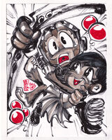 bow_and_arrow character:quincy_(bloons) character:self-insert commission medium:trad_ink monkey series:bloons // 1000x1250 // 551KB