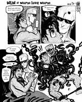 character:albert_wesker character:chris_redfield comic cuddles dialogue glasses hug seme:muscular seme:younger series:resident_evil ship:chrisker transformation uke:evil uke:older worms // 1280x1600 // 356KB