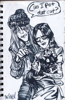 animal artist:SCUMSUCK cat character:alexi_rurikson character:brendan_(other's_ocs) collar crossover long_haired_boy medium:trad_ink request series:OCs series:other's_ocs // 1761x2715 // 1.0MB