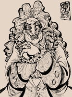 artist:SCUMSUCK chubby commission detailed_clothes evil_smile long_haired_boy looking_at_viewer medium:digital_ink old_man series:other's_ocs wig // 1000x1333 // 432KB