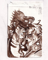 artist:SCUMSUCK brown character:kakyoin_noriaki character:kujo_jotaro eyes_closed medium:trad_doodle old_man series:JJBA ship:jotakak // 1482x1852 // 389KB