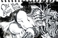 armor artist:SCUMSUCK big_butt chains character:skull_lord crown long_haired_boy medium:trad_ink muscles series:OCs skull // 1763x1176 // 684KB