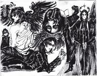 animal bird bishie black_and_white black_hair book character:cardinal_richelieu commission long_haired_boy medium:trad_ink priest raven religious series:a_stepmother's_marchen wings // 1280x1006 // 375KB