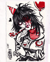 birthday blood character:anya_(mouthwashing) eye_trauma girl medium:trad_doodle request series:mouthwashing // 1111x1388 // 462KB