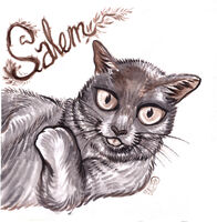 animal artist:SCUMSUCK brown cat commission gray lettering medium:trad_ink series:pets // 1000x1023 // 280KB
