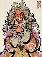 artist:SCUMSUCK chubby commission detailed_clothes evil_smile long_haired_boy looking_at_viewer medium:digital_ink_digital_color old_man series:other's_ocs wig // 1000x1333 // 431KB