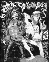 big_boobs big_forehead big_mountain_fudgecake black_and_white bulge bullet_belt character:dale_gribble character:john_redcorn gig_poster gun leather_jacket leather_pants long_haired_boy medium:trad_ink_digital_tones muscles series:king_of_the_hill ship:sanchdiego skinnyfat speedo // 2000x2514 // 733KB