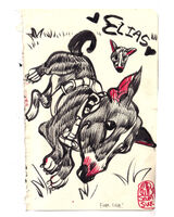 animal black_and_white bull_terrier dog medium:trad_doodle request series:pets // 1680x2100 // 643KB